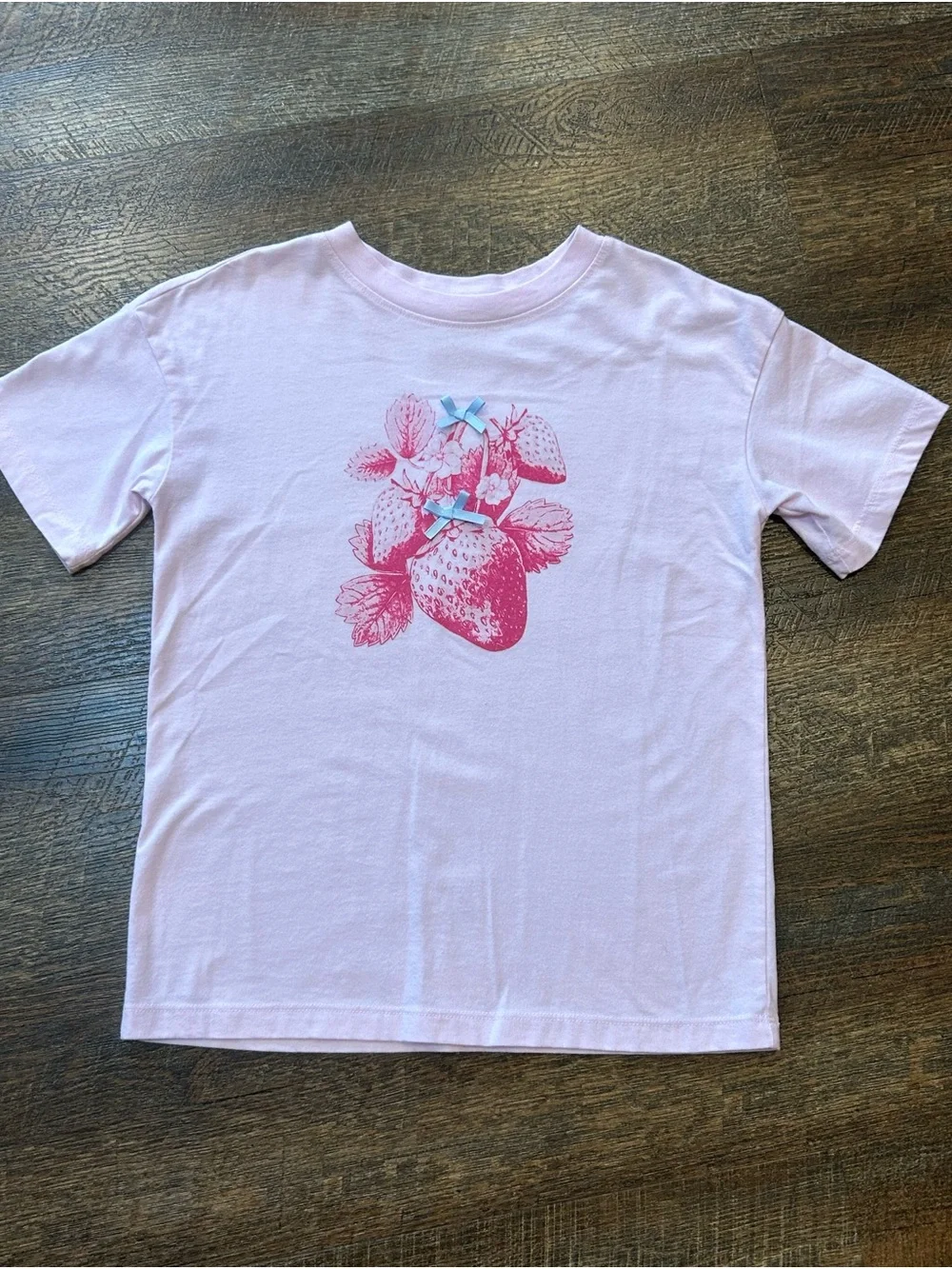 Cat & Jack Light Pink Tee with Strawberry Graphic